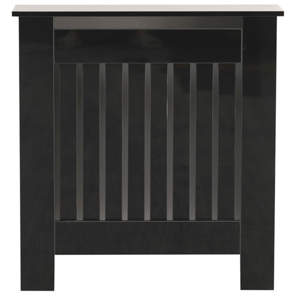 Portland Vertical Slat High Gloss Black Radiator Cover Small Image 3