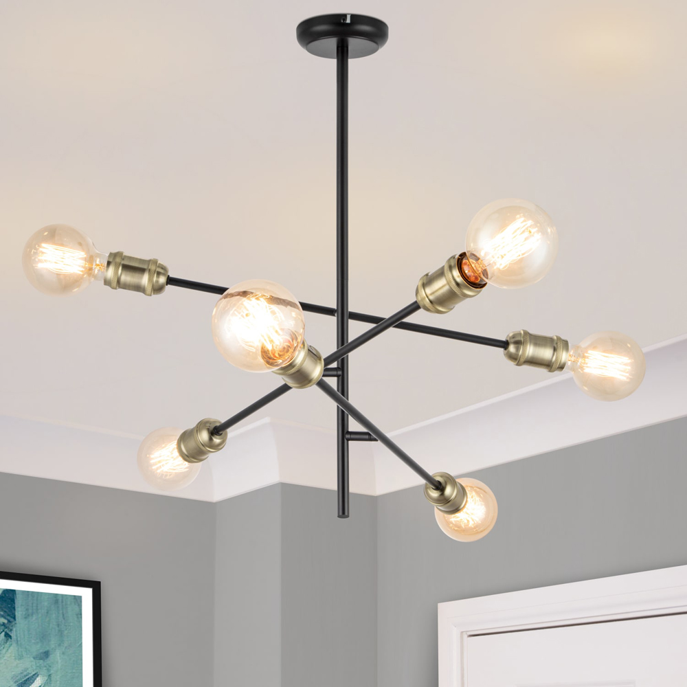 Cosylyte Charlton 6 Light Adjustable Arm Industrial Ceiling Light Image 2