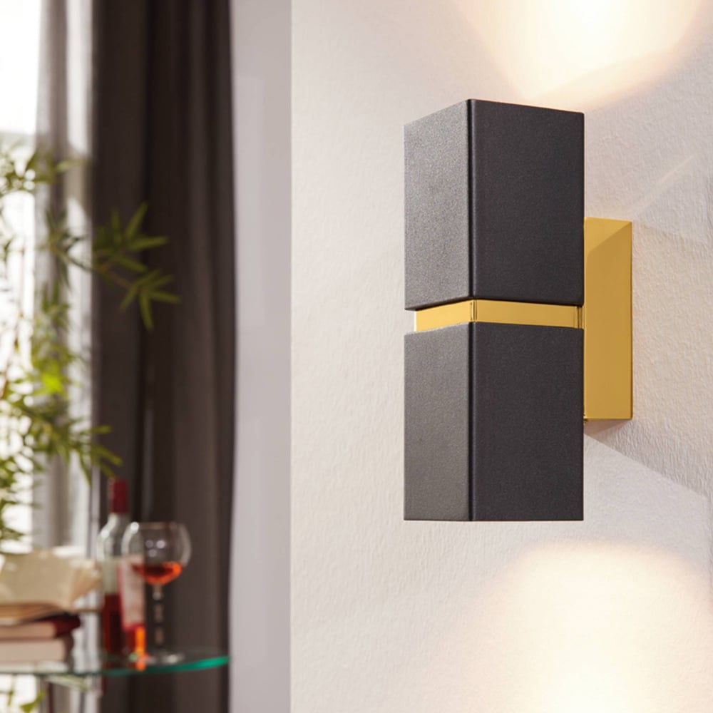 EGLO Passa LED Black and Gold Wall Light Image 2