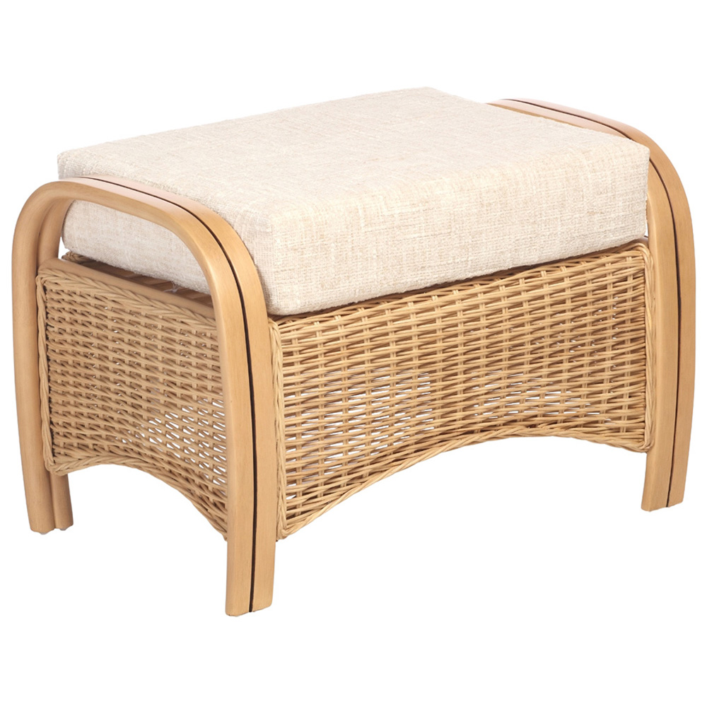Desser Furniture Centurion Natural Rattan and Cotton Cream Footstool Image 2