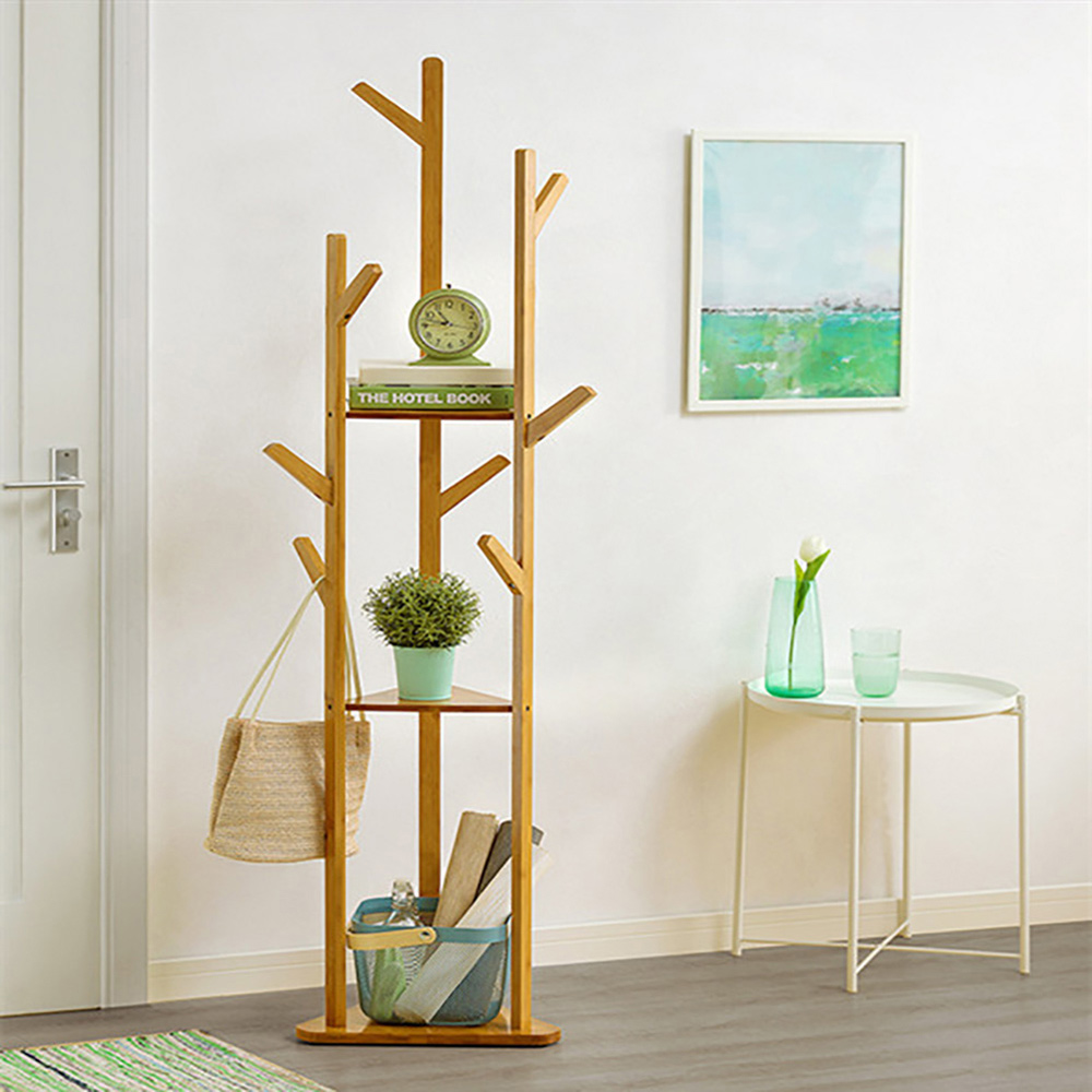 Living and Home 3-Tier Coat Rack Stand with Shelves Image 2