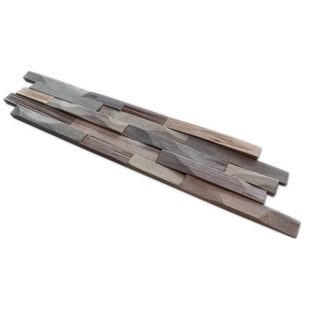 Tuscan Rustic Mosaic Silver Grey 3D Split Face Hardwood Wall Tile Image 3