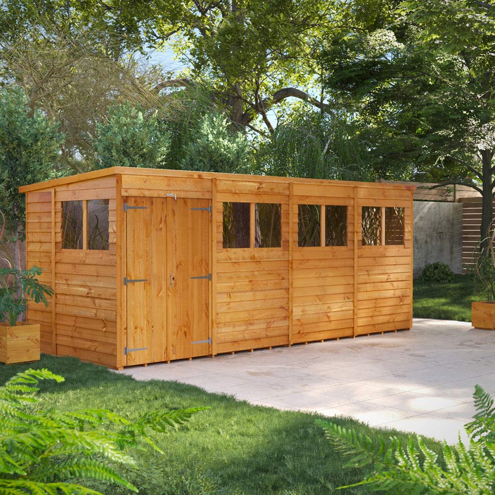 Power 16 x 6ft Double Door Overlap Pent Shed Image 2