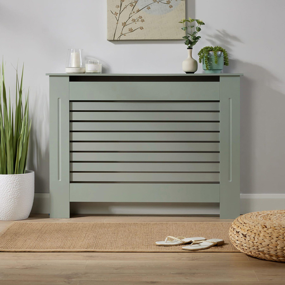 Home Source York Grey Horizontal Line Radiator Cover Medium Image 5