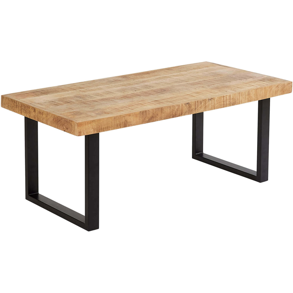 Home Source Cortez Mango Wood Rectangular Large Coffee Table with Iron Legs Image 2