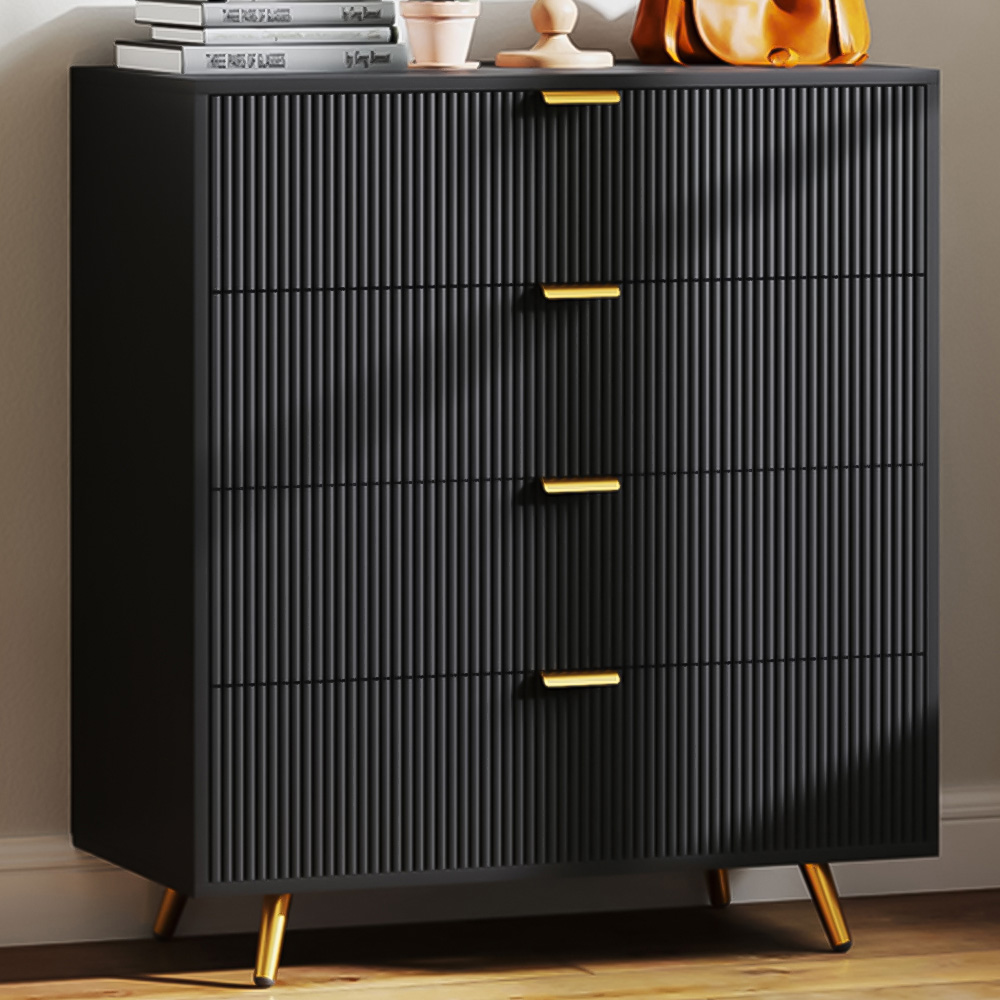 Portland 4 Drawer Black Chest of Drawers Image 1