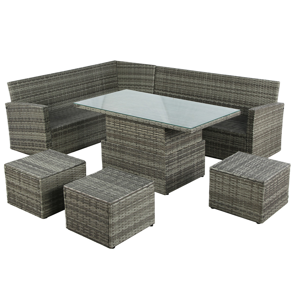 Home Garden Direct Pelias 8 Seater Rattan Corner Sofa Set with Rising Table Image 3