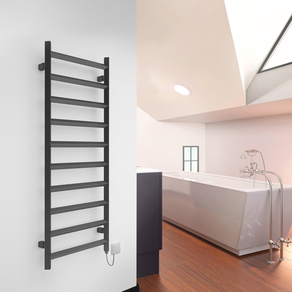 Terma Crystal Modern Grey Electric Towel Rail 1200 x 500mm Image 2