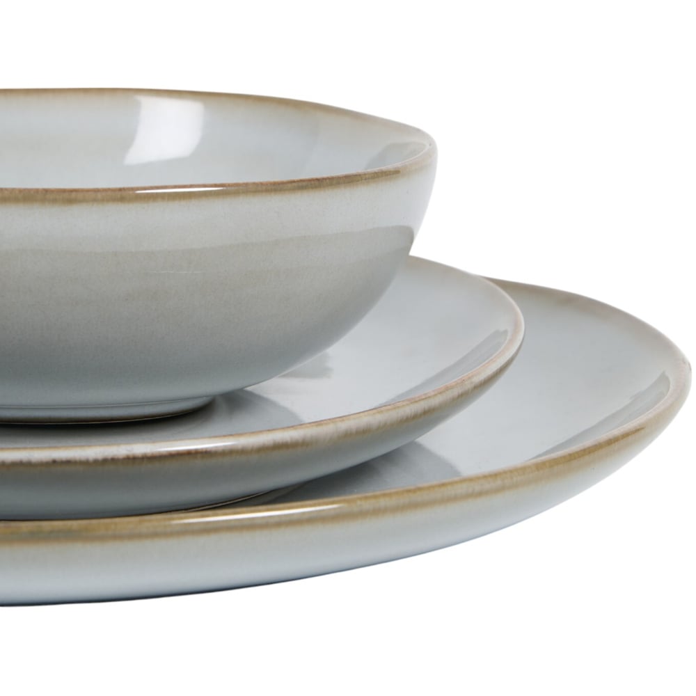 12 Piece Quartz Reactive Glaze Dinner Set - White Image 2