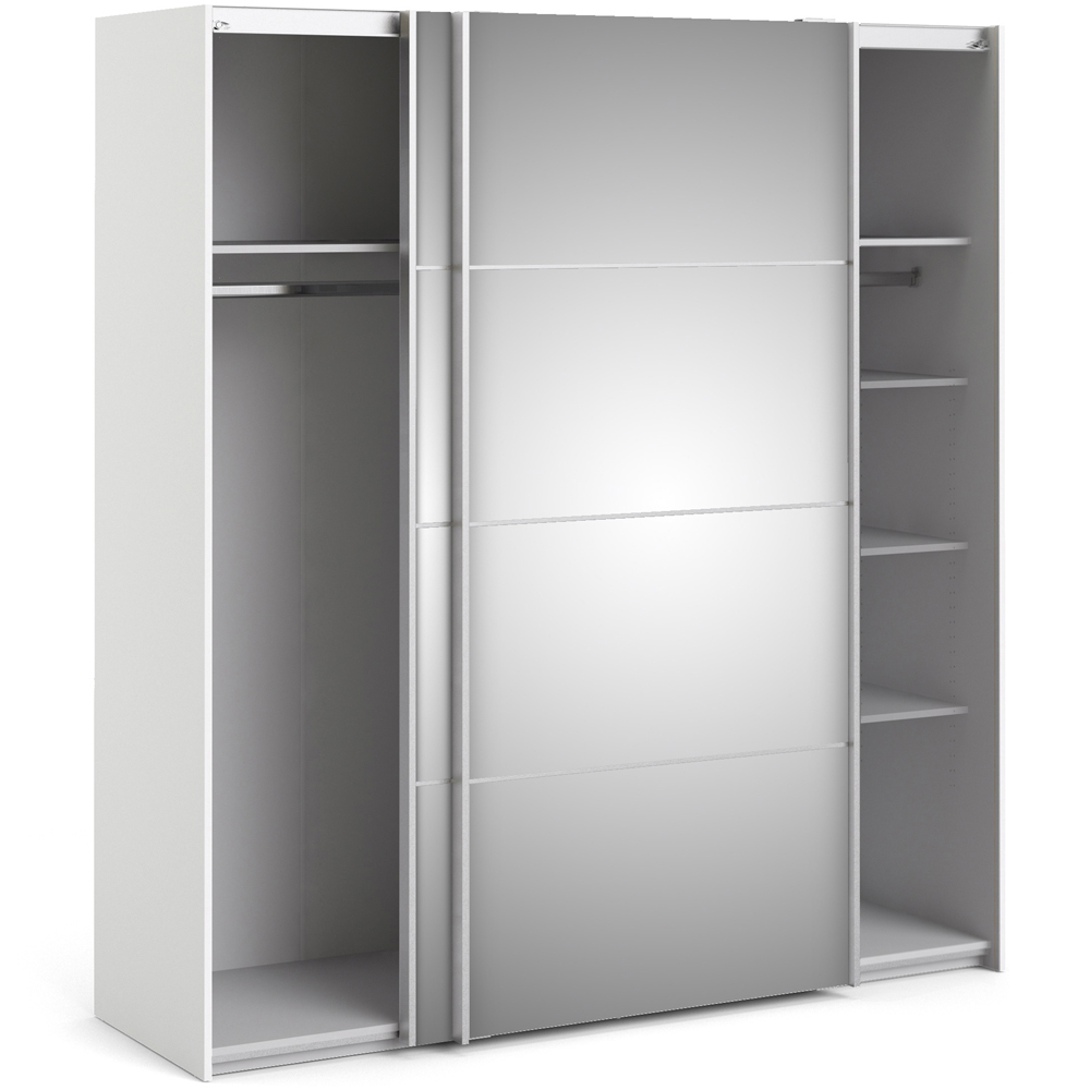 Verona 2 Door 5 Shelf White Mirrored Sliding Wardrobe Image 5
