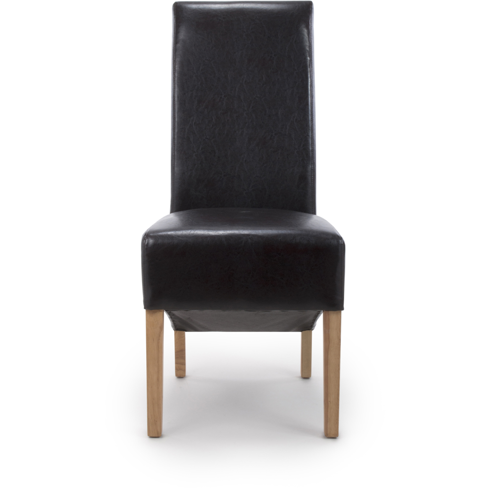 Krista Set of 2 Black Bonded Leather Roll Back Dining Chair Image 2