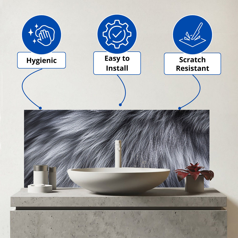 Warren Reed Designer Silver Fox Fur Print Bathroom Splashback 25 x 60cm Image 3