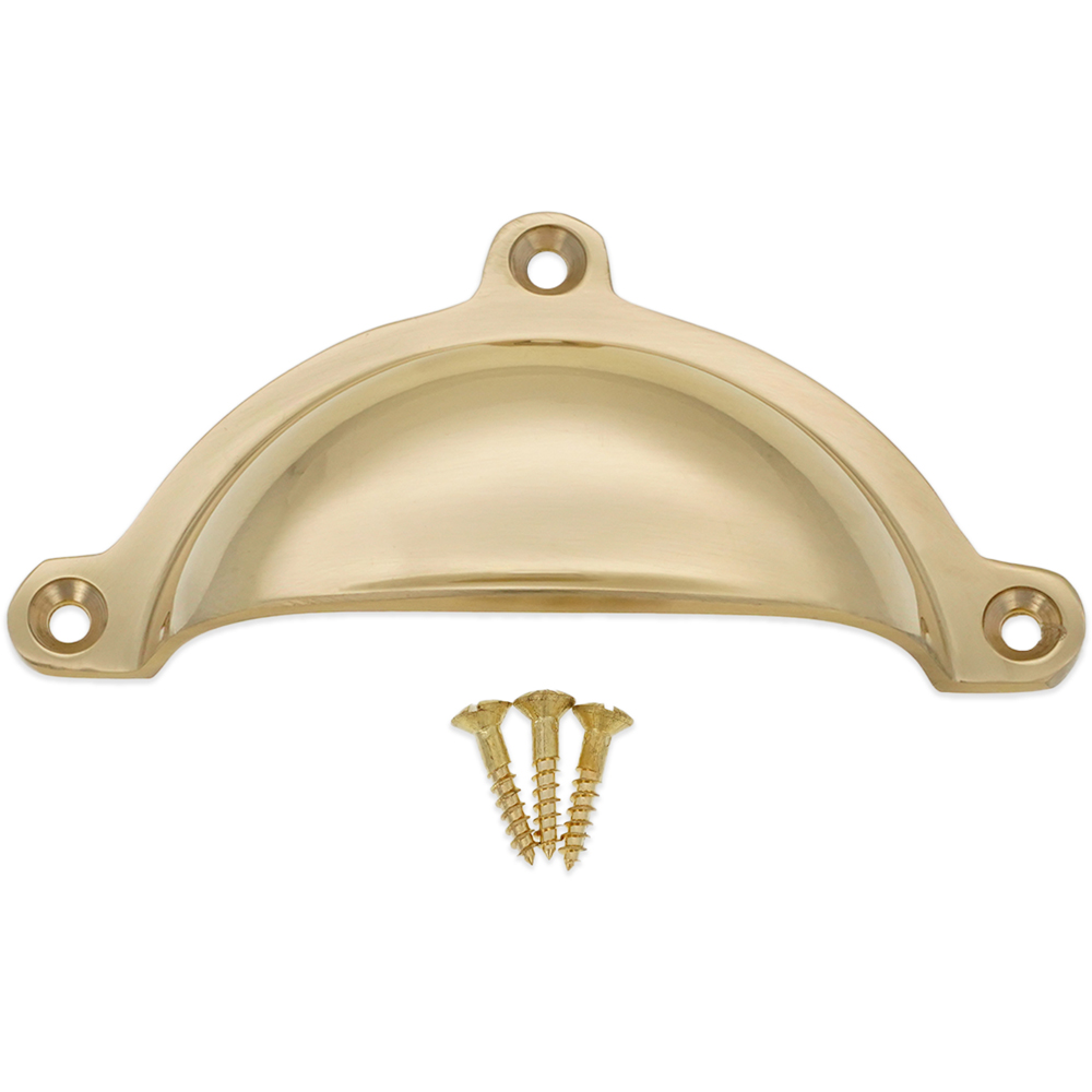 Spira Brass Cottage Polished Brass Cup Pull Drawer Handle Image 4