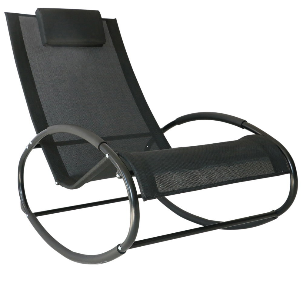 Outsunny Rocking Chair Recliner Black Image 2