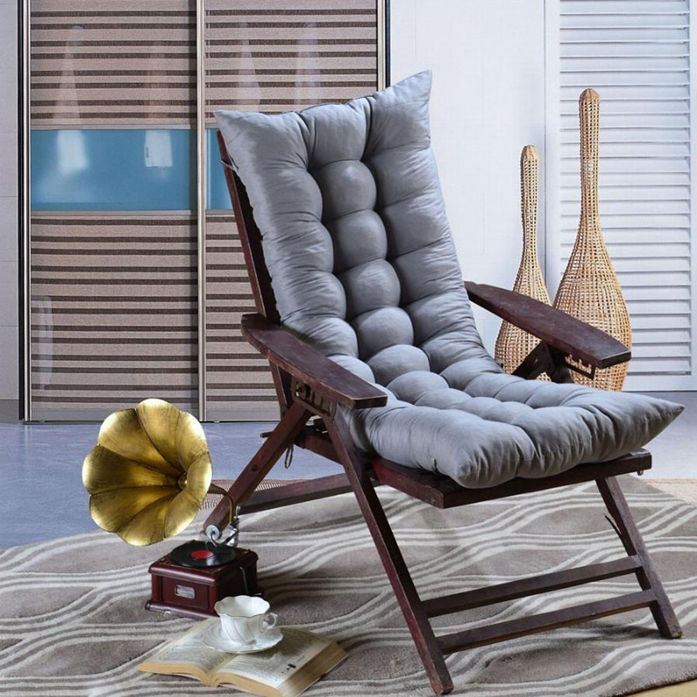 Living and Home Grey Thick Soft Chaise Lounge Garden Chair Cushion Image 7