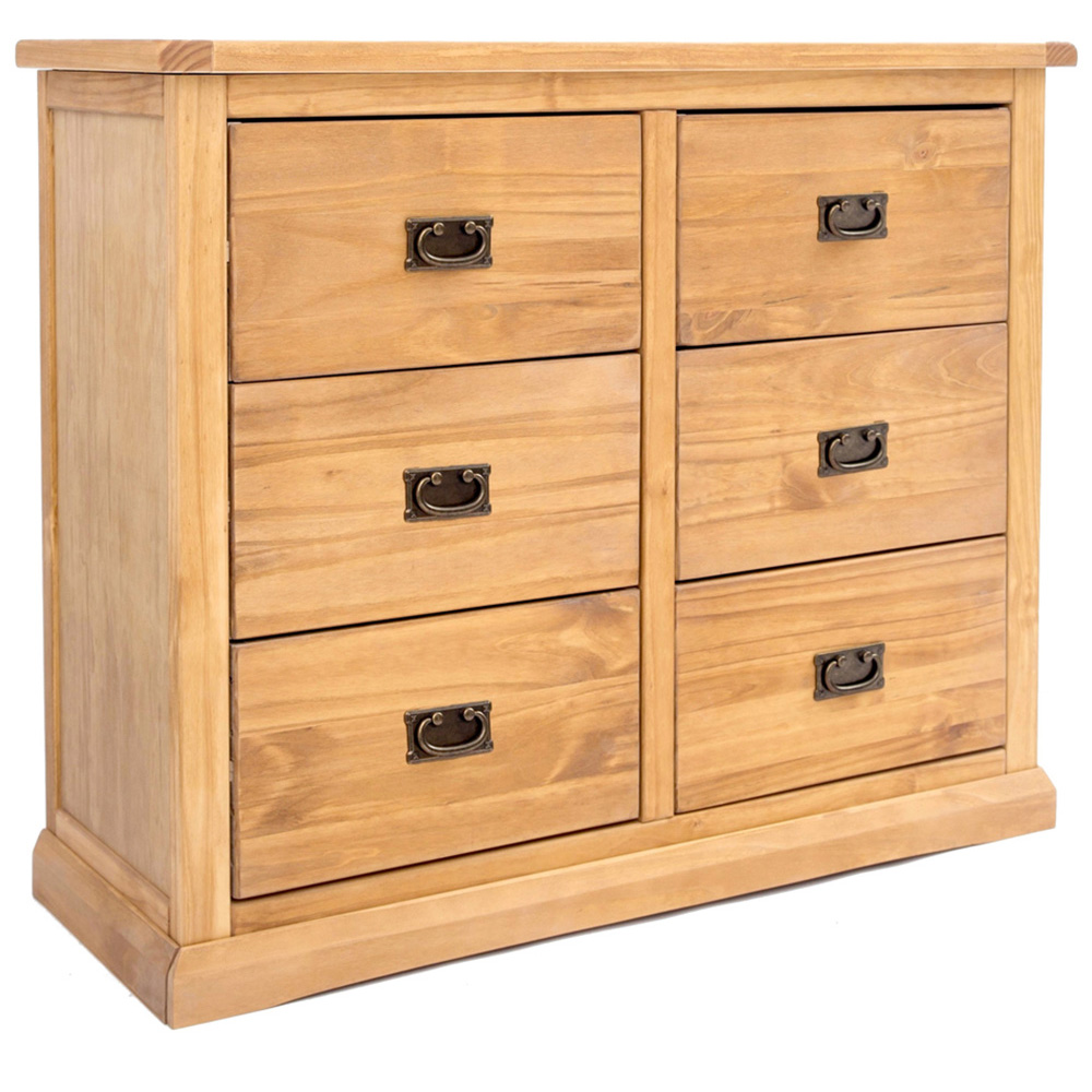 Cabinet Bits Lucca 6 Drawer Brown Brass Drop Handle Chest of Drawers Image 2