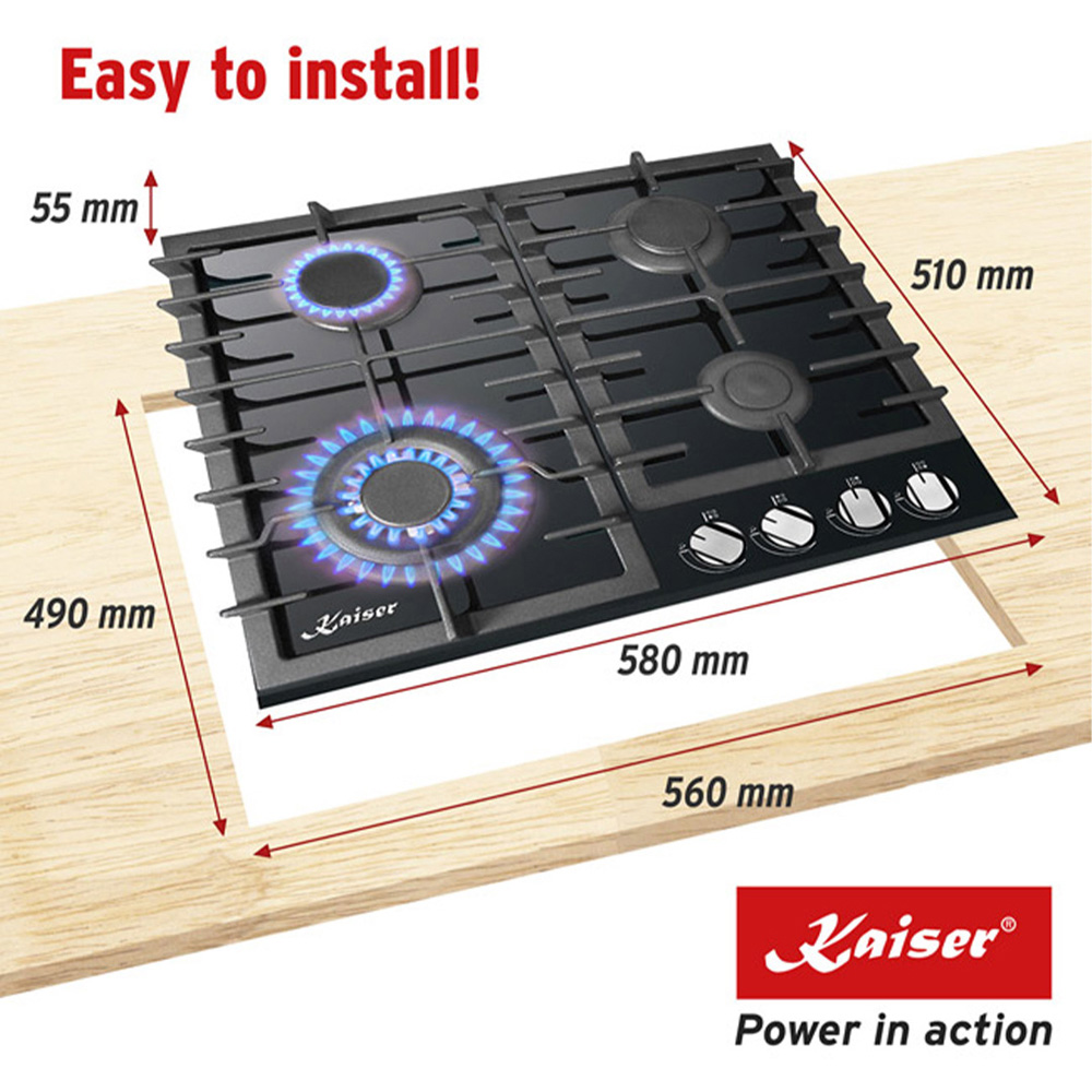 Kaiser Grand Chef Black Glass Turbo Gas Hob Image 7