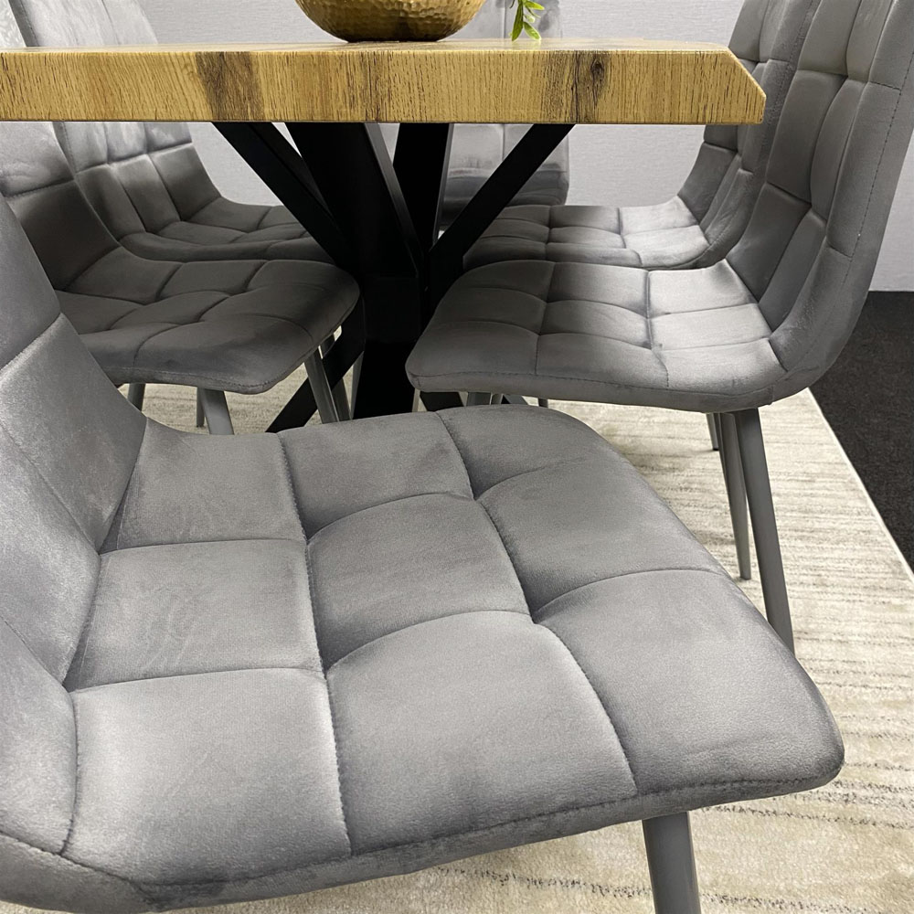 Kosy Koala 6 Seater Velvet Wooden Rectangle Dining Set Grey Image 3