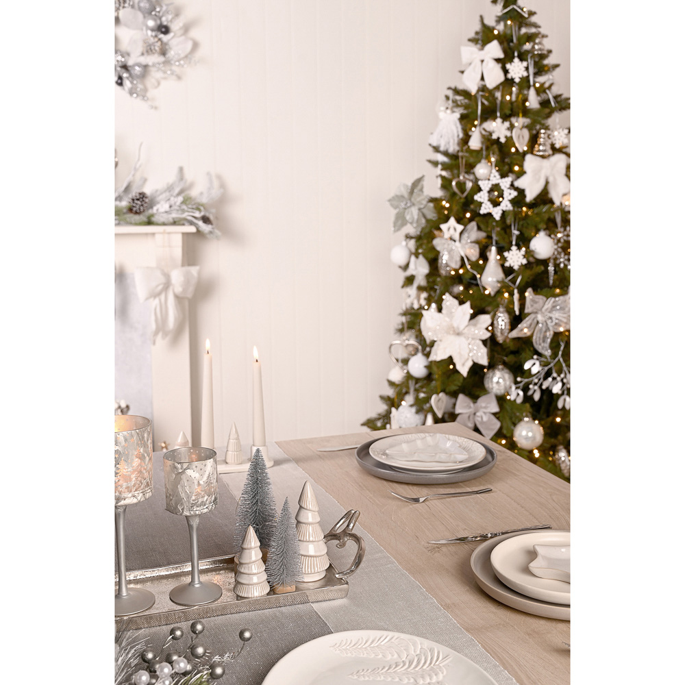 The Seasonal Gift Co. Silver Velvet Bow Hanging Christmas Decoration 50 x 40cm Image 2