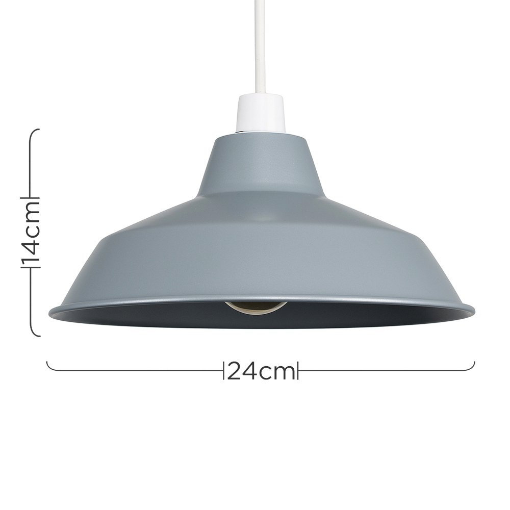 ValueLights Colby Grey Retro Ceiling Pendant Light Shade Image 7