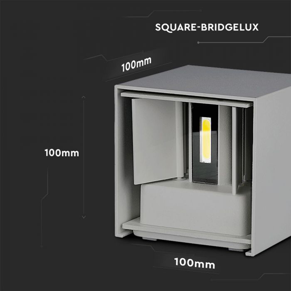 V-TAC Grey Square Up and Down Warm White LED Outdoor Wall Light Image 9