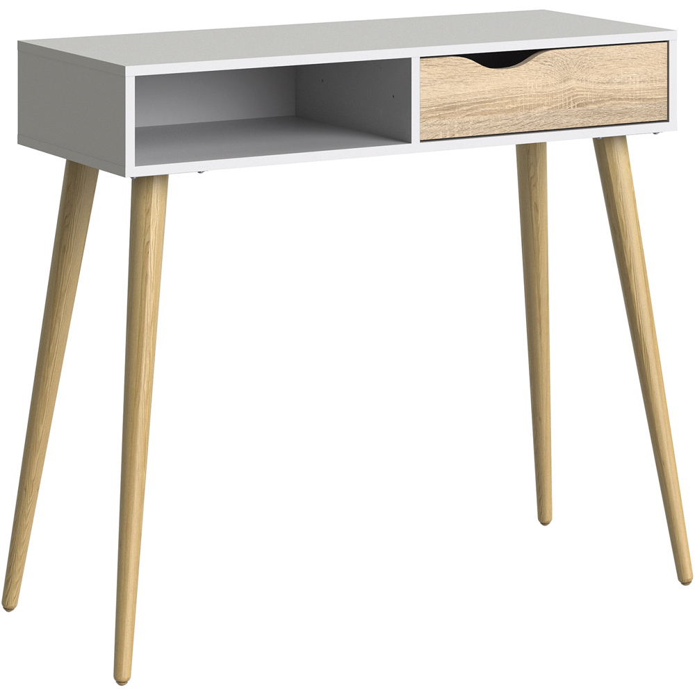 Florence Single Drawer Single Shelf White and Oak Console Table Image 2