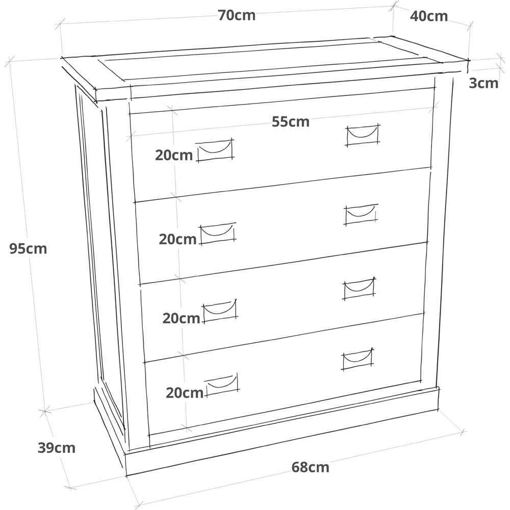 Cabinet Bits Tropea 4 Drawer Off White Chrome Cup Handle Chest of Drawers Image 9