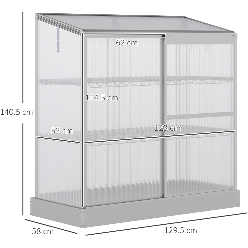 Outsunny 3 Tier Polycarbonate 2 x 4ft Cold Frame Greenhouse with Openable Roof Image 7