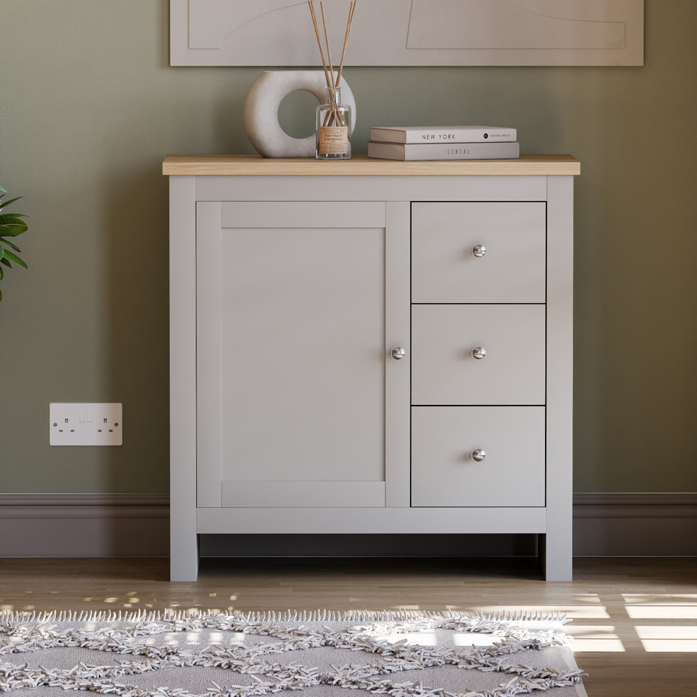 Vida Designs Arlington Single Door 3 Drawer Grey Sideboard Image 6
