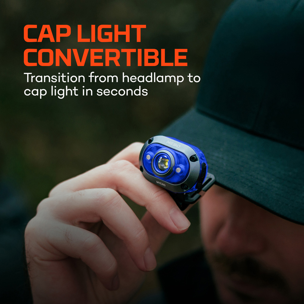 Nebo Mycro 450 2-in-1 450 Lumens Blue Rechargeable Detachable Headlamp and Cap Light Image 6
