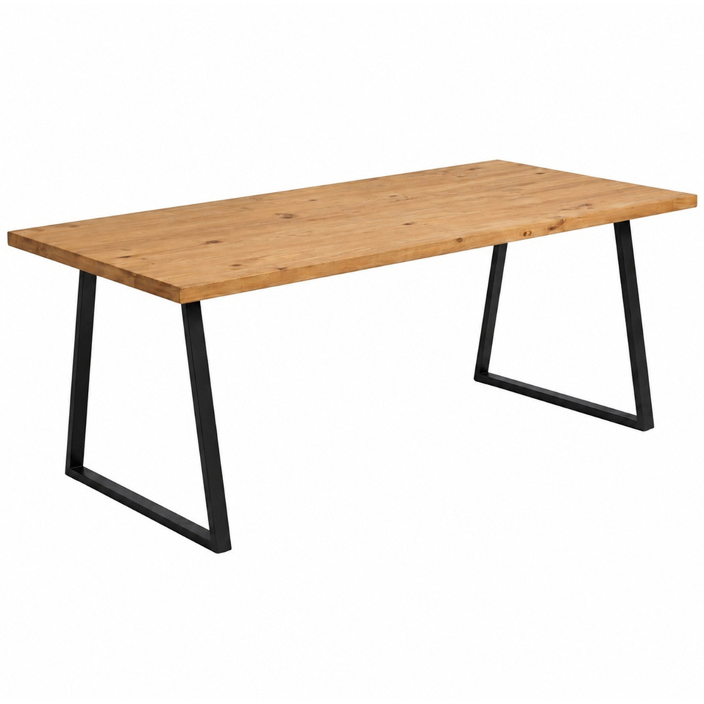 Homebase Mid Oak Brown 6 Seater Sleek and Slender Rustic Dining Table 90 x 180cm Image 2