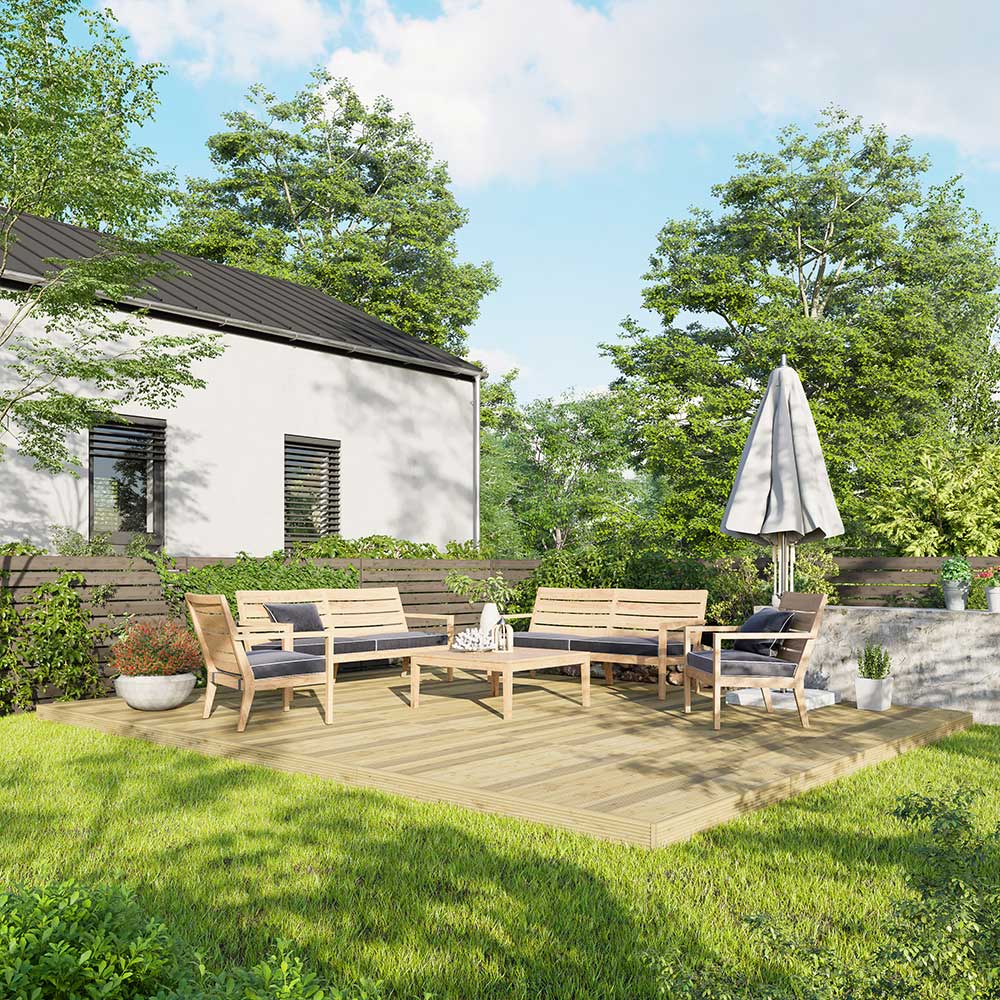 Power 14 x 18ft Timber Decking Kit With No Handrails Image 2