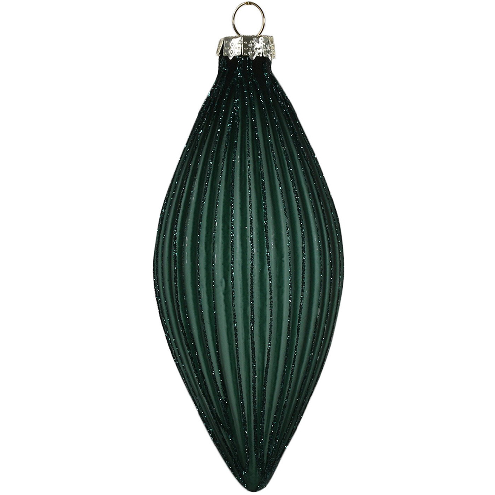 Emerald Green Glittered Ridged Bauble - Green Image 2