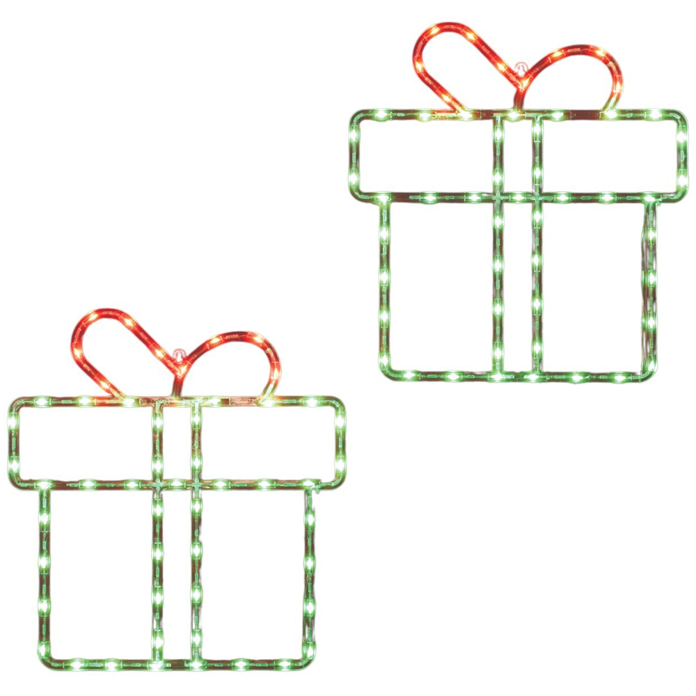 Set of 2 Present Rope LightsGreen and Red Image 3