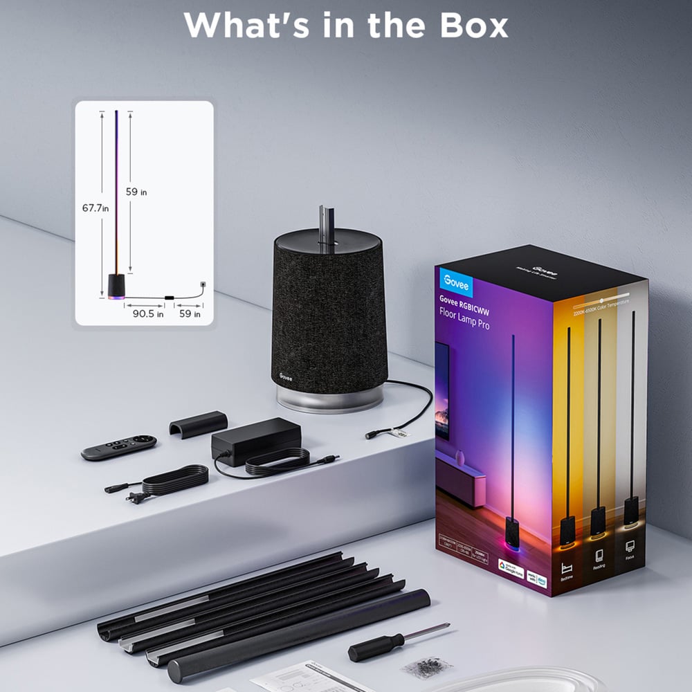Govee Pro RGBICWW LED Smart Black Floor Lamp with Speaker Image 9