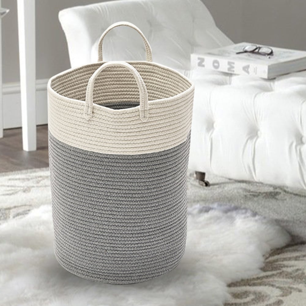 Living and Home Grey Laundry Basket 50cm Image 4
