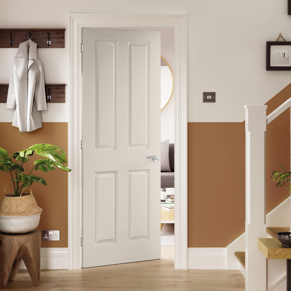 JB Kind Classic Canterbury Grained White Moulded Primed Internal Door 204 x 726mm Image 2