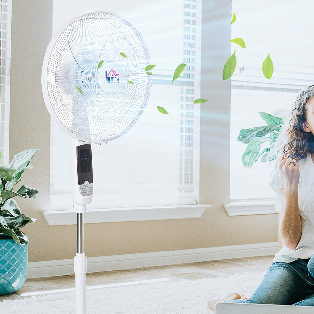 HOMCOM White Pedestal Fan 54 inch Image 2
