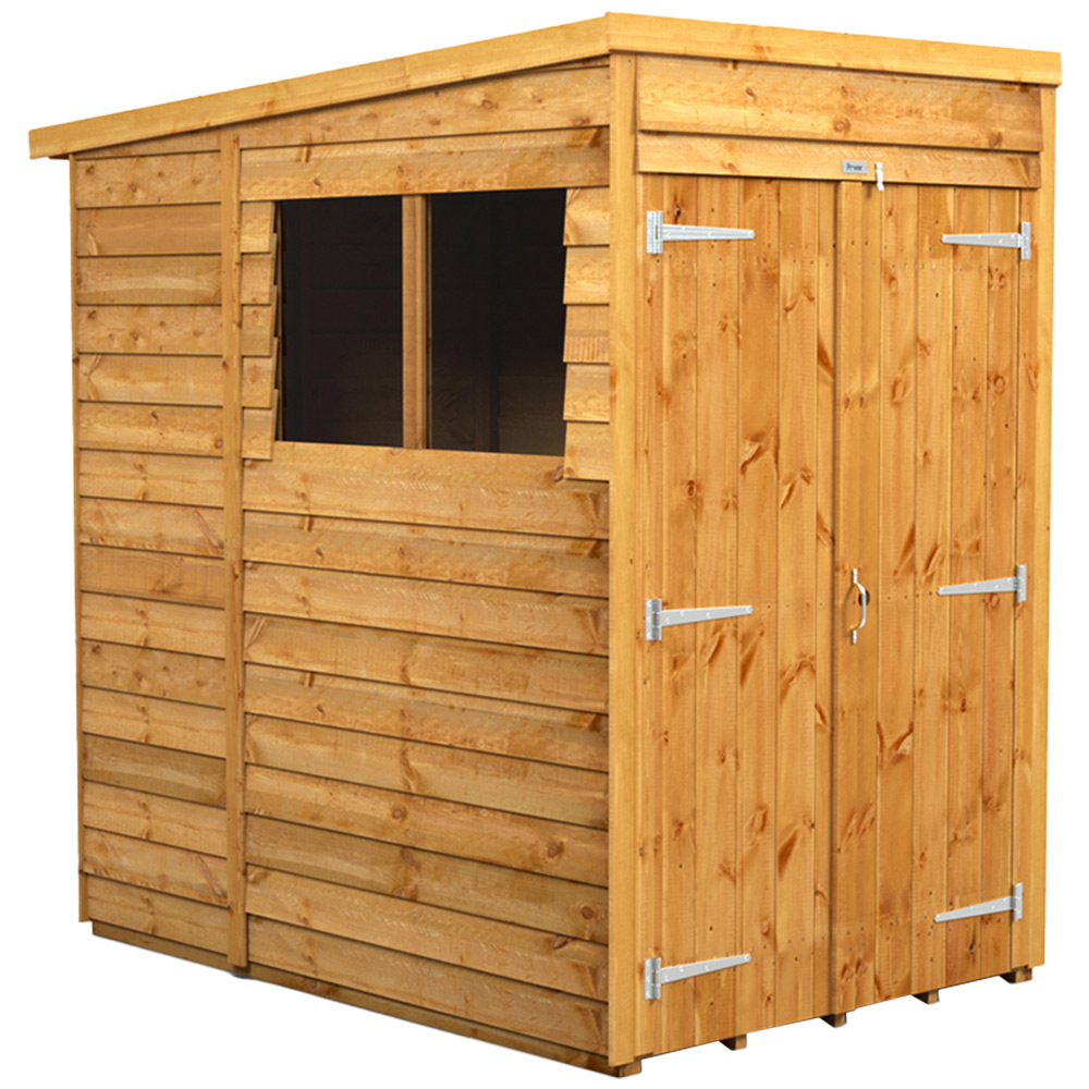 Power 4 x 6ft Overlap Pent Double Door Shed Homebase