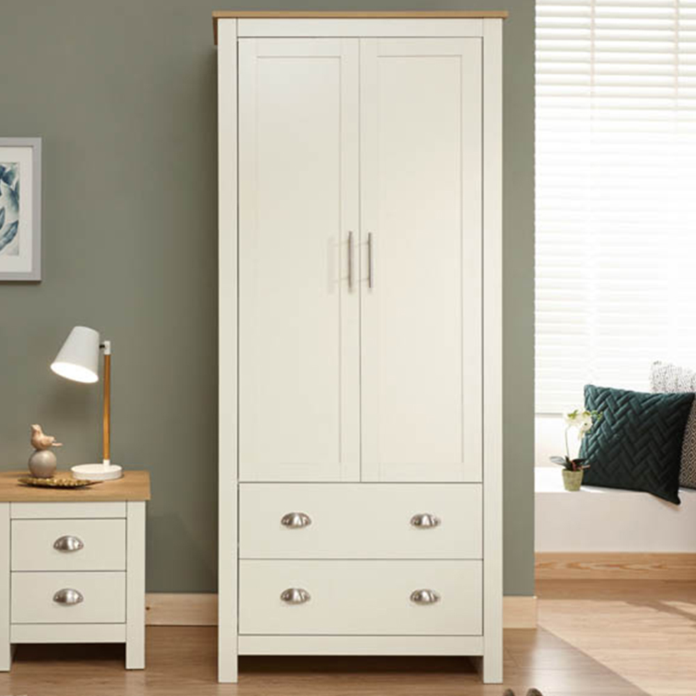 GFW Lancaster 2 Door 2 Drawer Cream Wardrobe Image 1