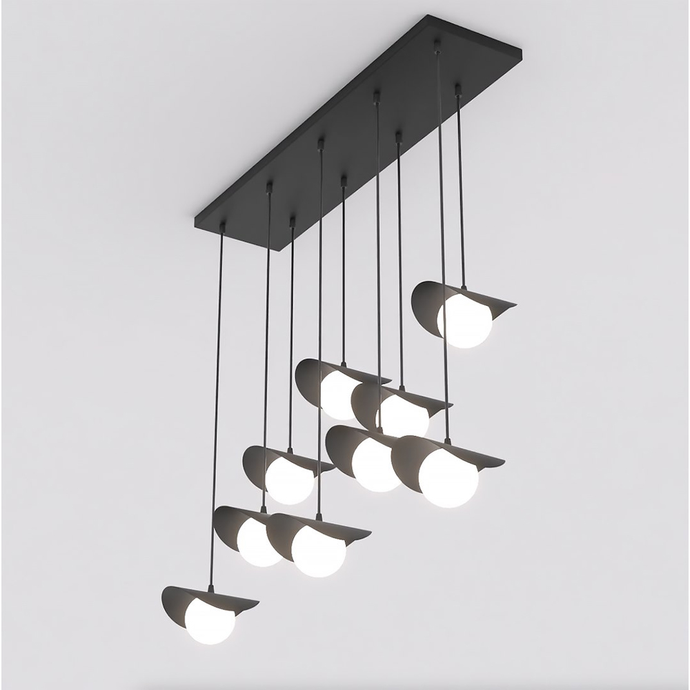Emibig Ritual 9 Light White Shade Black Pendant Lamp Image 3