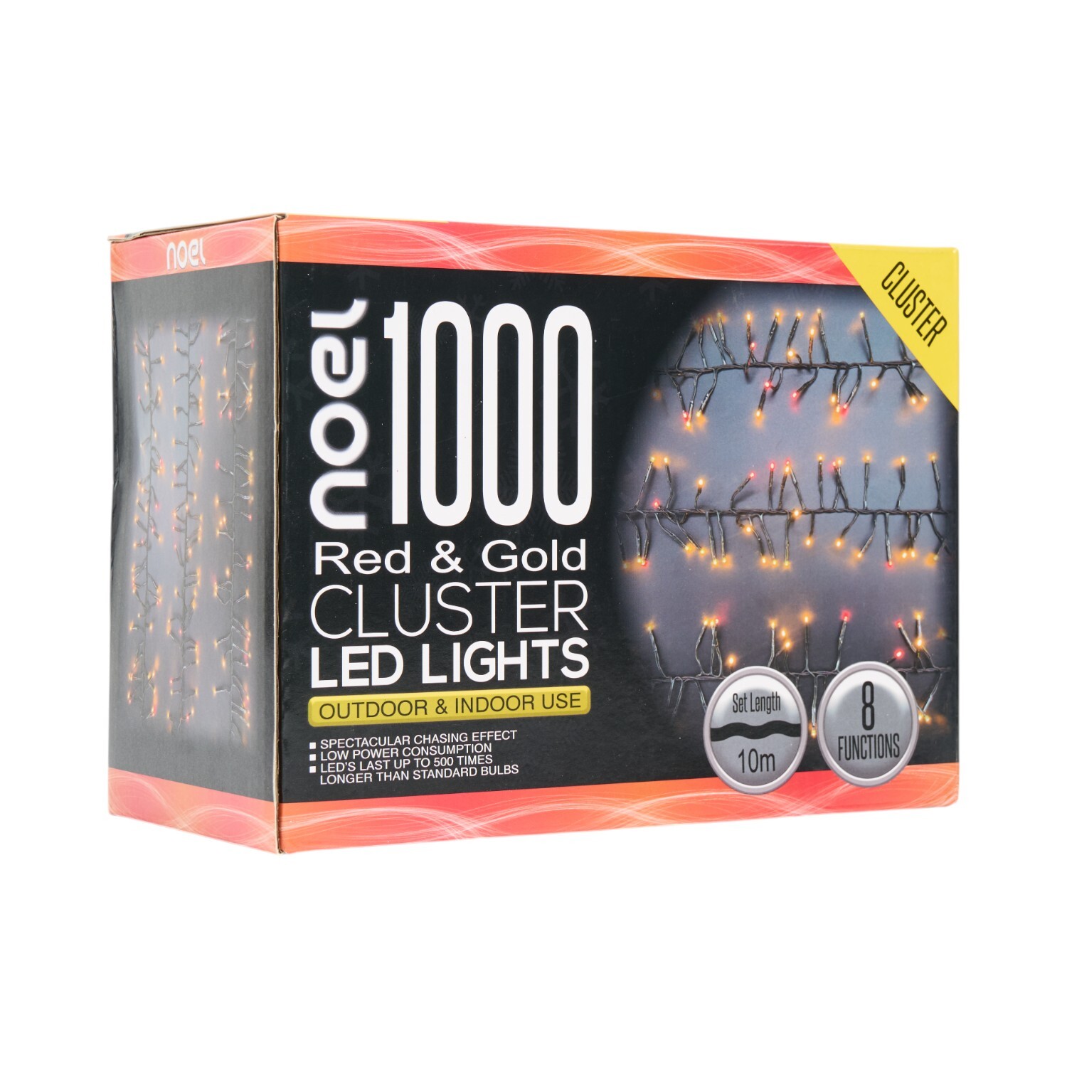 Cluster LED Light Chain Red and Gold 1000 Image 3