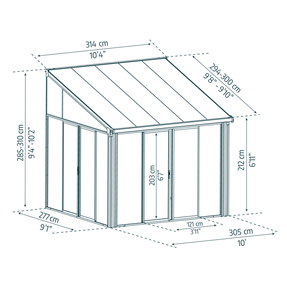 Palram Canopia Sanremo Veranda White Sunroom 3 x 3.05ft Image 4