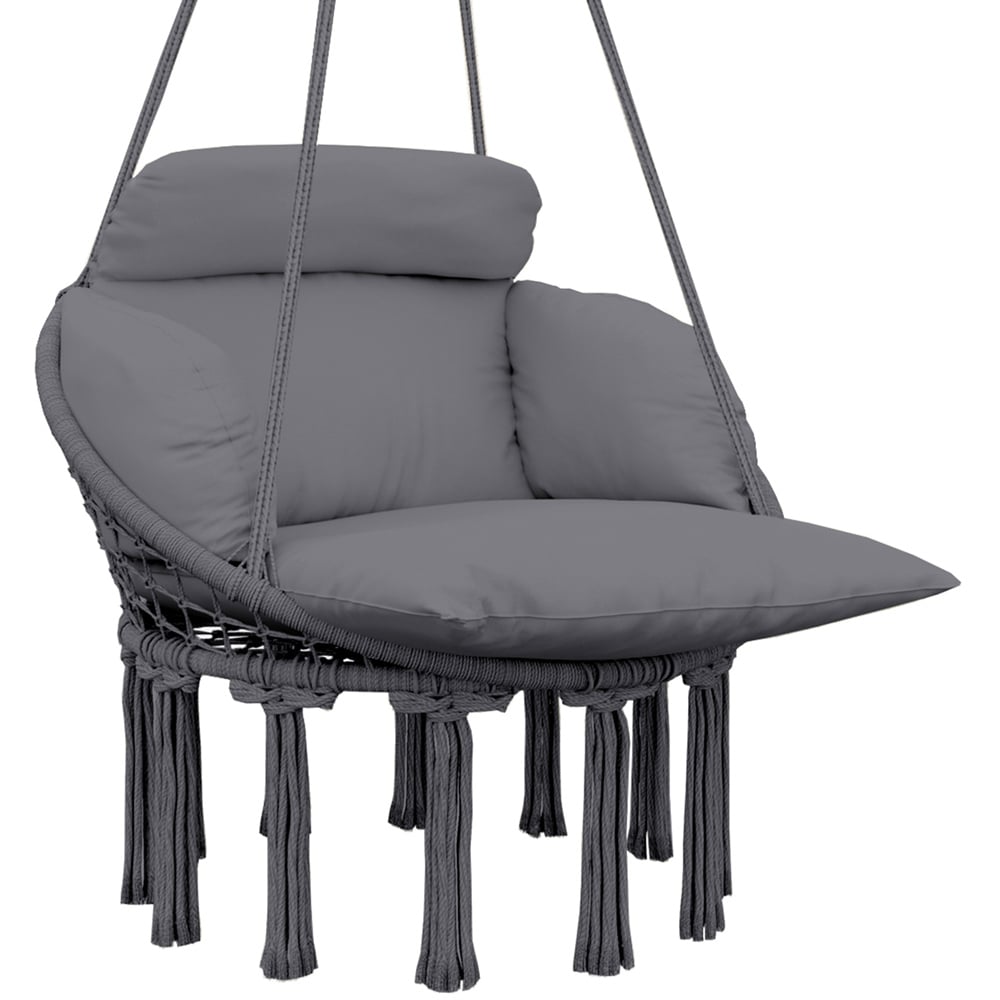 Outsunny Boho Dark Grey Hammock Chair Image 2