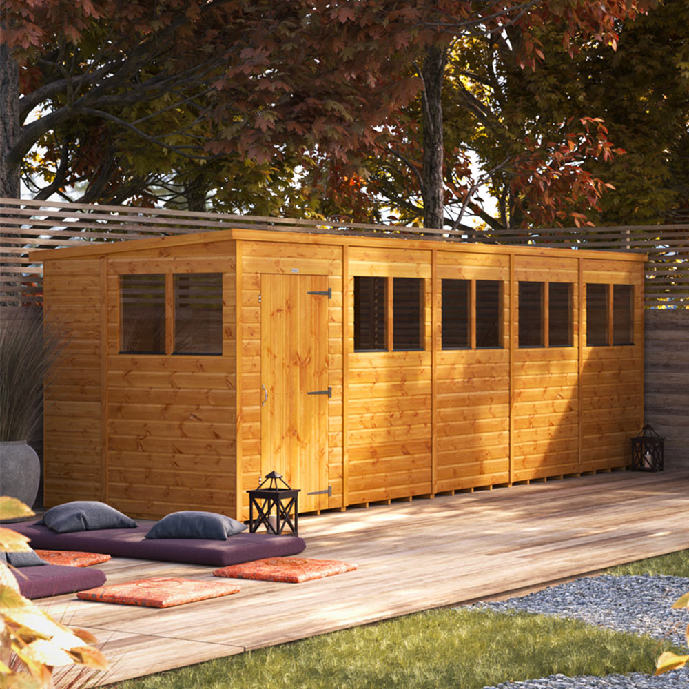 Power Sheds 20 x 6ft Pent Wooden Shed Image 2