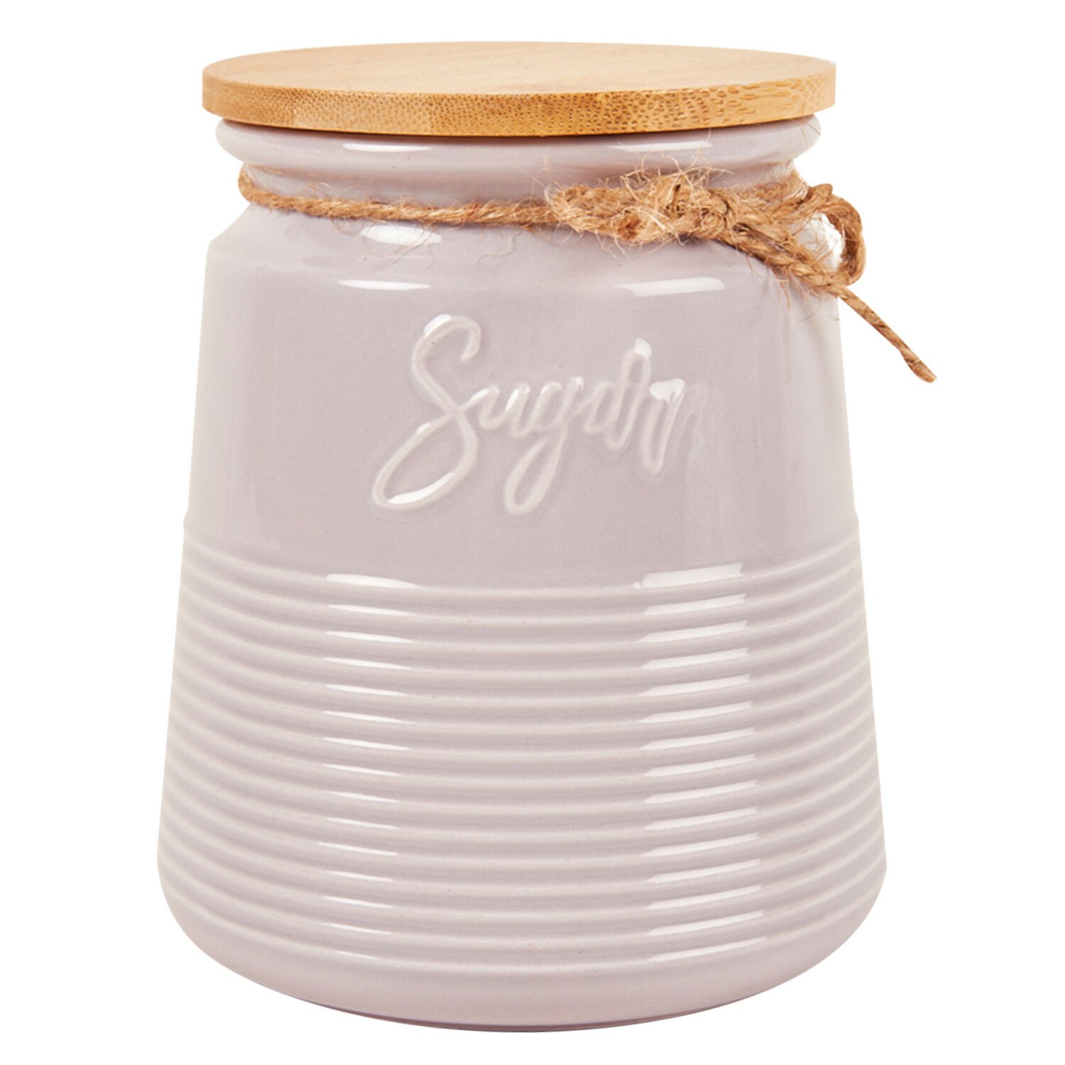 Ribbed Canister with Twine - Sugar Image 1