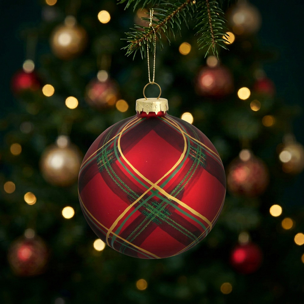 Matte Patterned Bauble Red Image 3