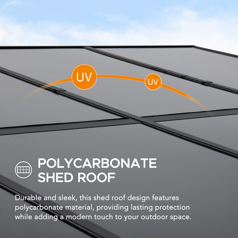 Sunjoy 3.6 x 3m Wall Mounted Lean to Gazebo with Grey Curtain and Netting Image 7