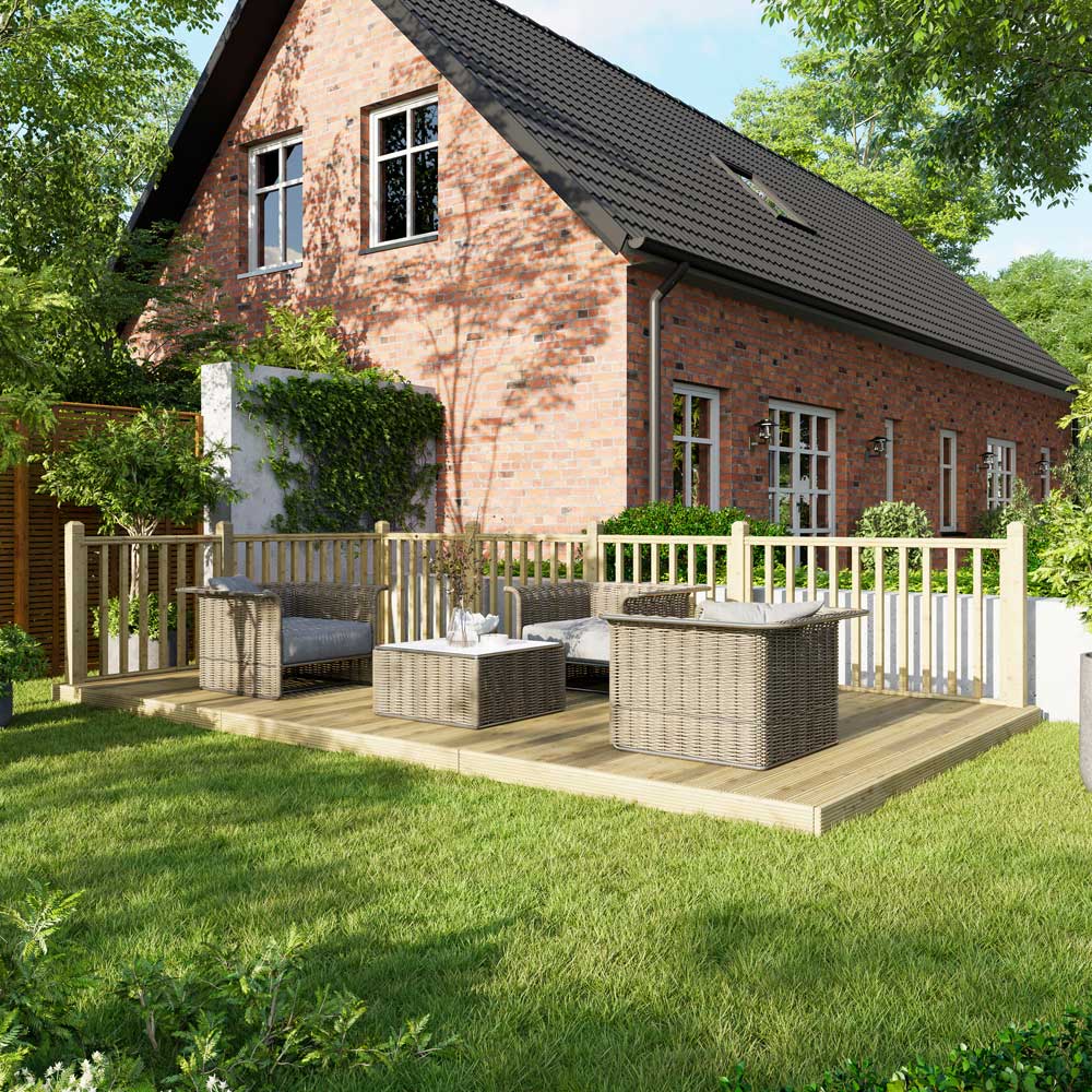 Power 10 x 18ft Timber Decking Kit With Handrails On 2 Sides Image 2