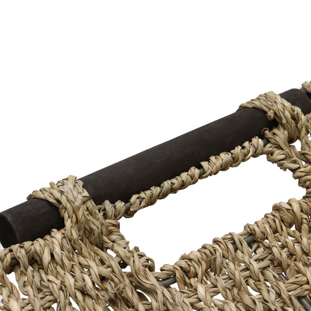 JVL Seagrass Rectangular Storage Baskets with Wooden Handles 3 Pack Image 6